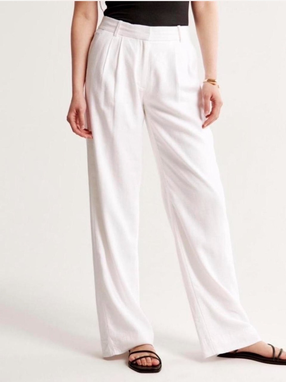 Abercrombie Sloane White Linen Wide-Leg Pants XS
